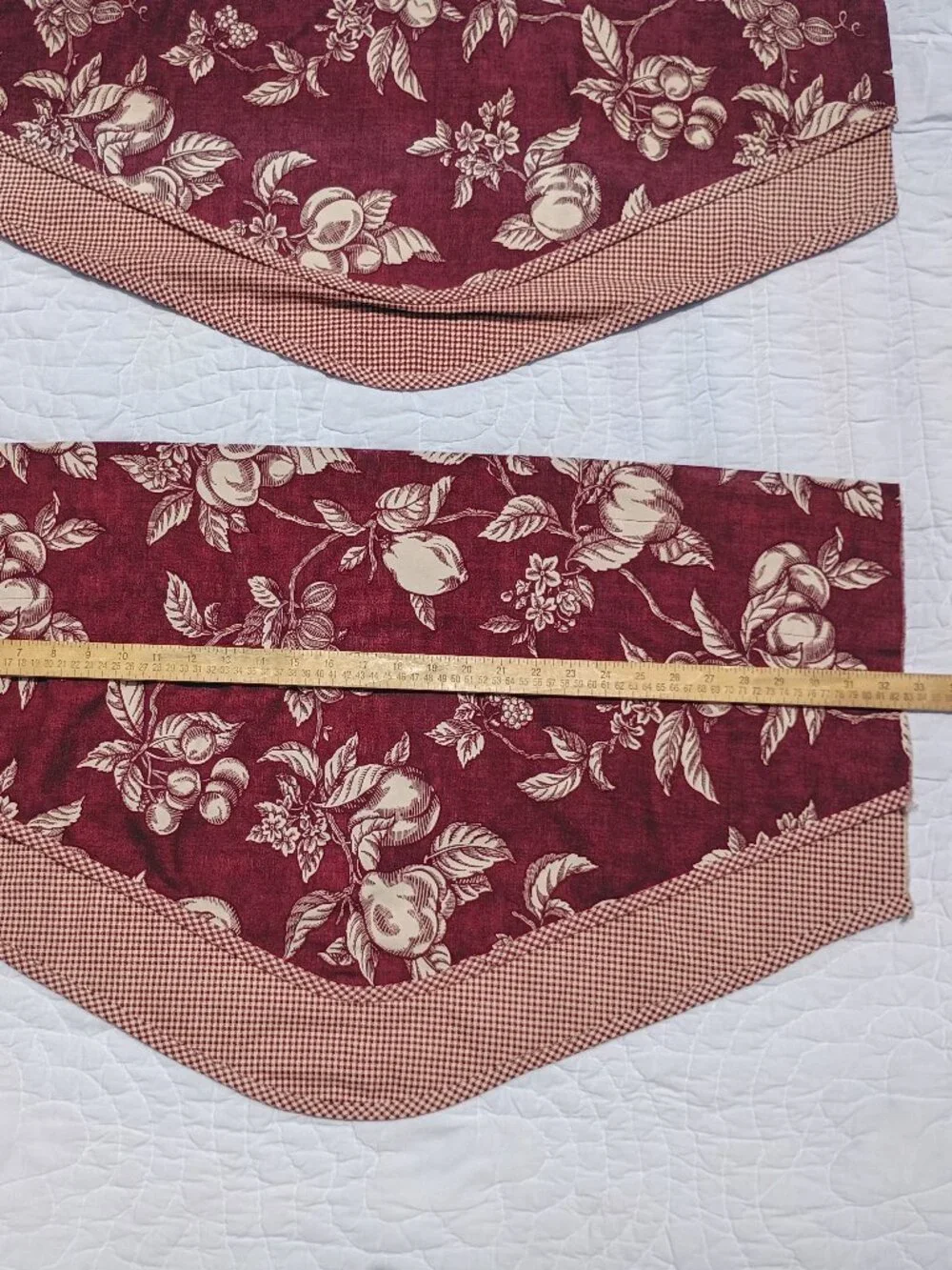 Set of 3 Waverly Garden Room Curtain Valances Ascot Red Gingham Fruit and Floral